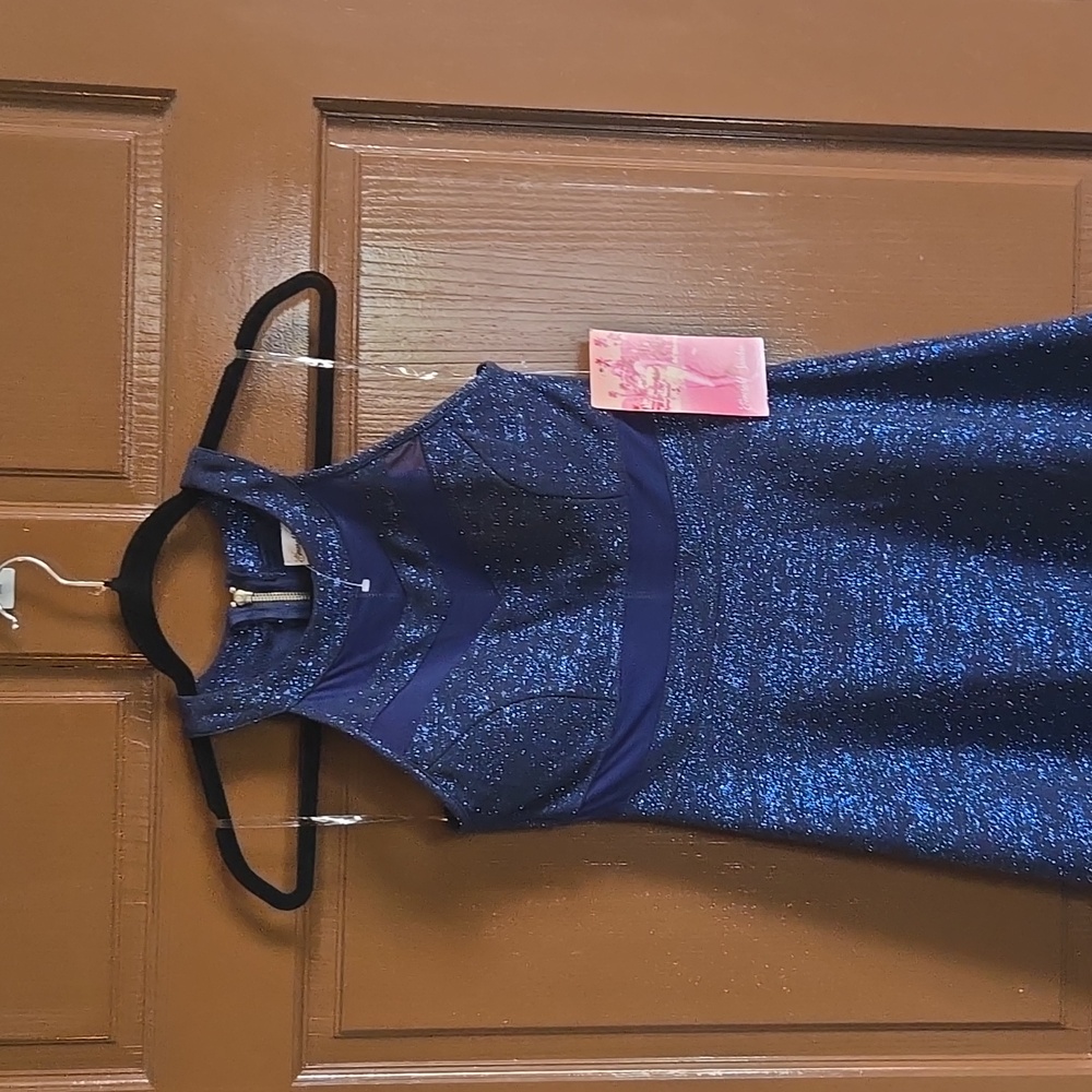 Emerald Sunday-Blue shimmery sleeveless fit n flare dress Sz S NWT - Picture 2 of 7